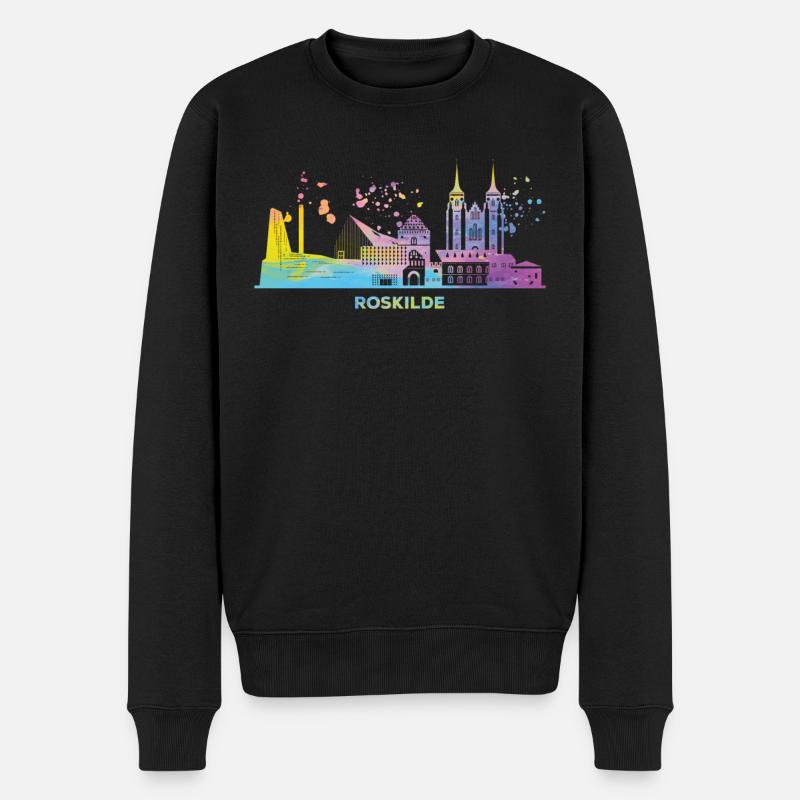 Roskilde Skyline Roskilde - Männer Premium Bio Pullover - Schwarz