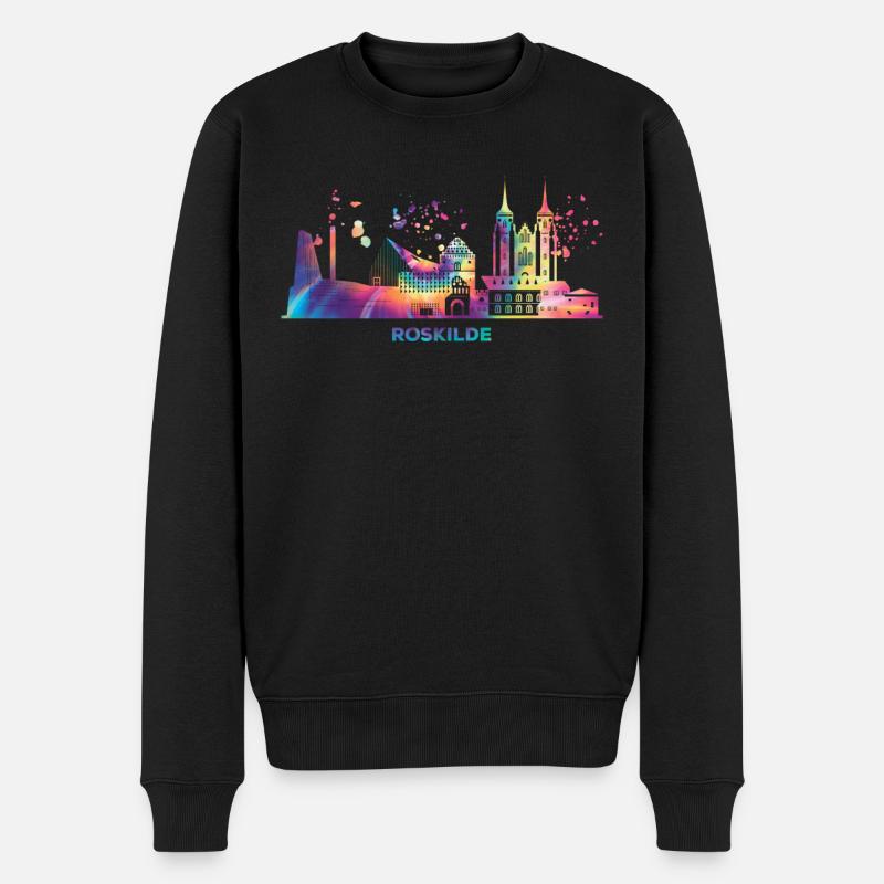 Roskilde Skyline Roskilde - Männer Premium Bio Pullover - Schwarz