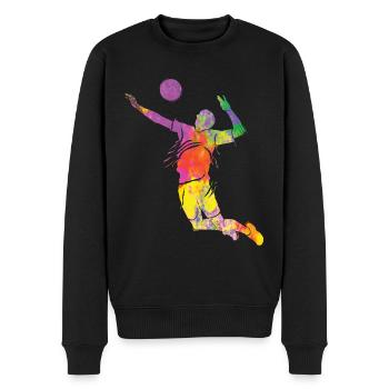 Volleyballspieler Kinder Beachvolleyball - Männer Premium Bio Pullover - Schwarz - Vorne - Nico (187cm)