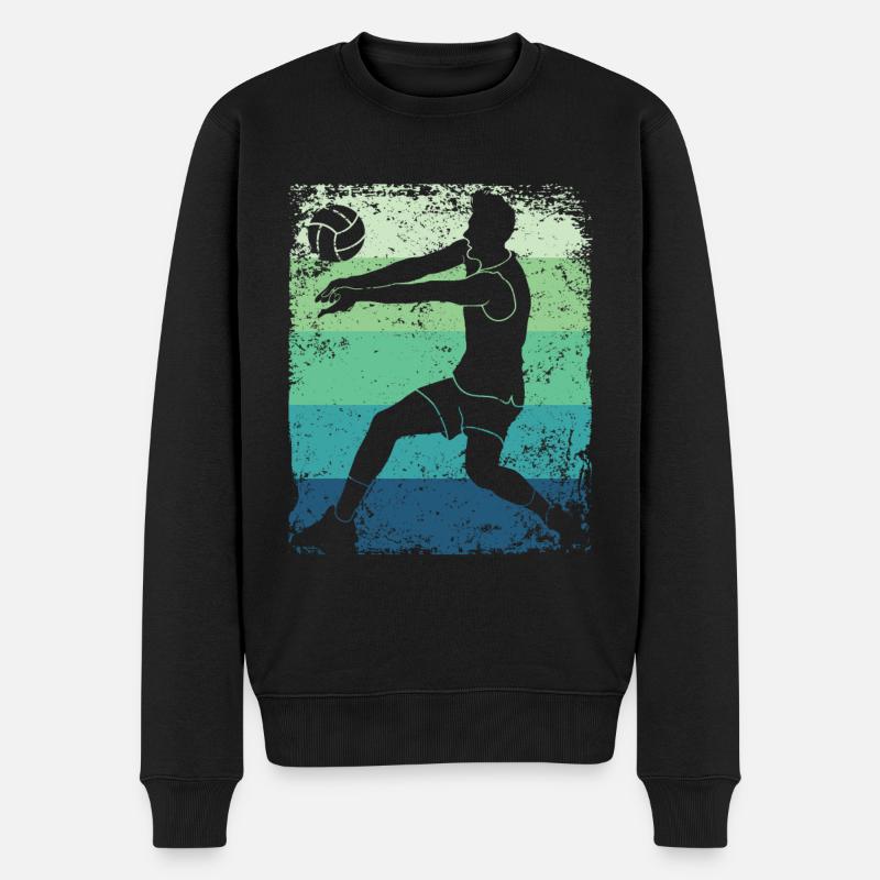 Volleyball Spieler Retro Beach Volleyball - Männer Premium Bio Pullover - Schwarz