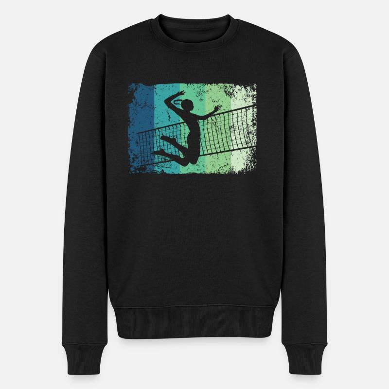 Volleyball Spieler Retro Beach Volleyball - Männer Premium Bio Pullover - Schwarz