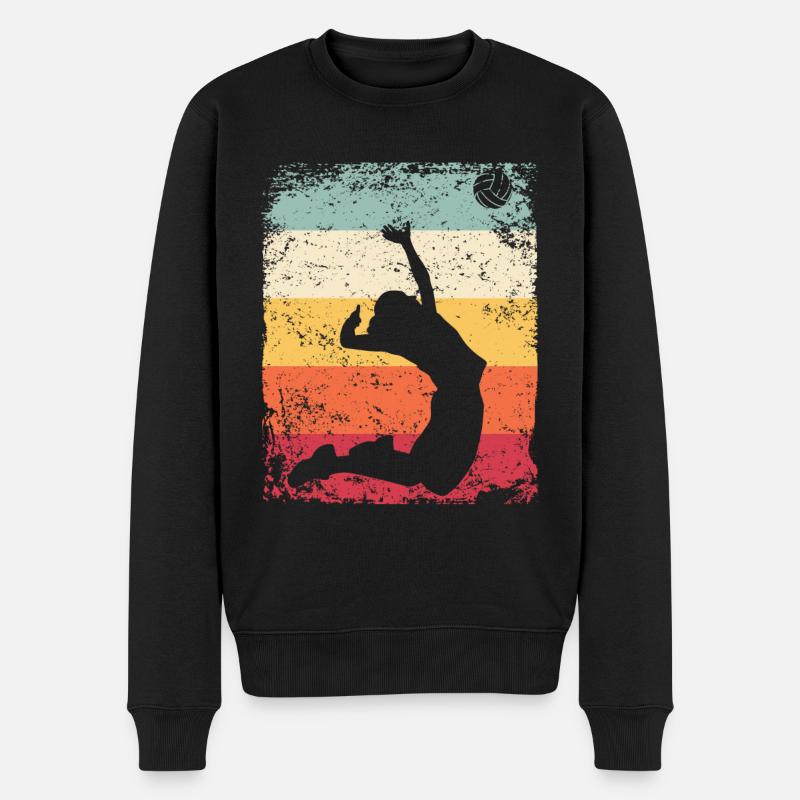 Volleyball Spieler Retro Beach Volleyball - Männer Premium Bio Pullover - Schwarz