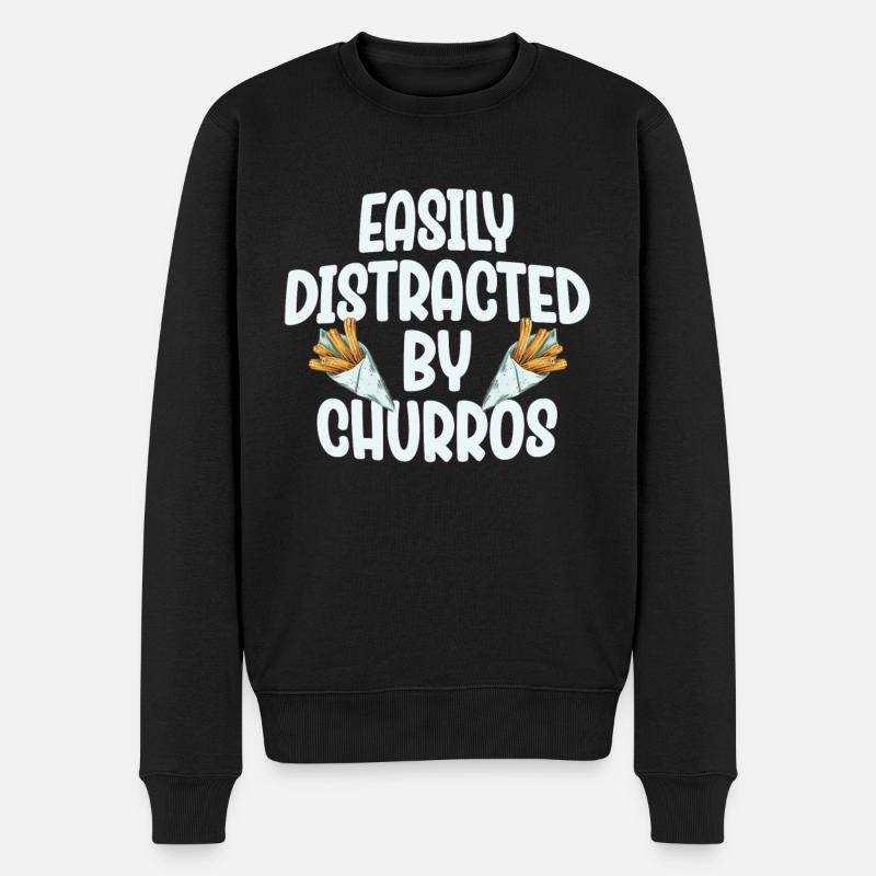 Leicht Ablenkbar Durch Churros - Männer Premium Bio Pullover - Schwarz