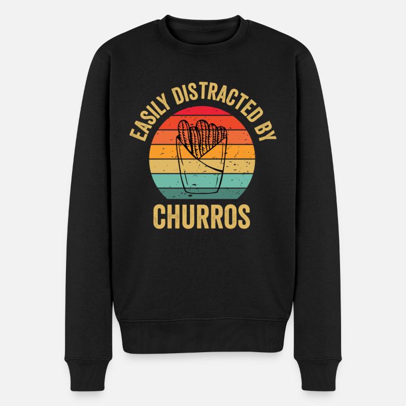 Leicht Ablenkbar Durch Churros - Männer Premium Bio Pullover - Schwarz