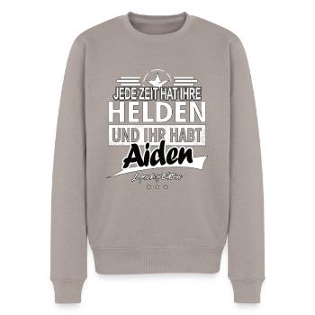 Jede Zeit hat Ihre Helden Ihr habt Aiden - Männer Premium Bio Pullover - Taupe - Vorne - Nico (187cm)