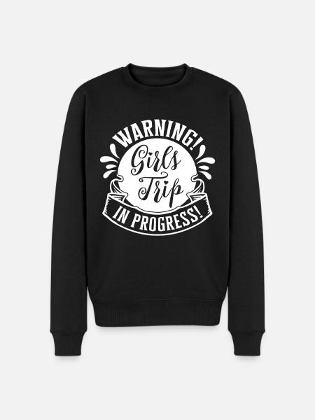 Warning Girls Trip In Progress - Männer Premium Bio Pullover - Schwarz