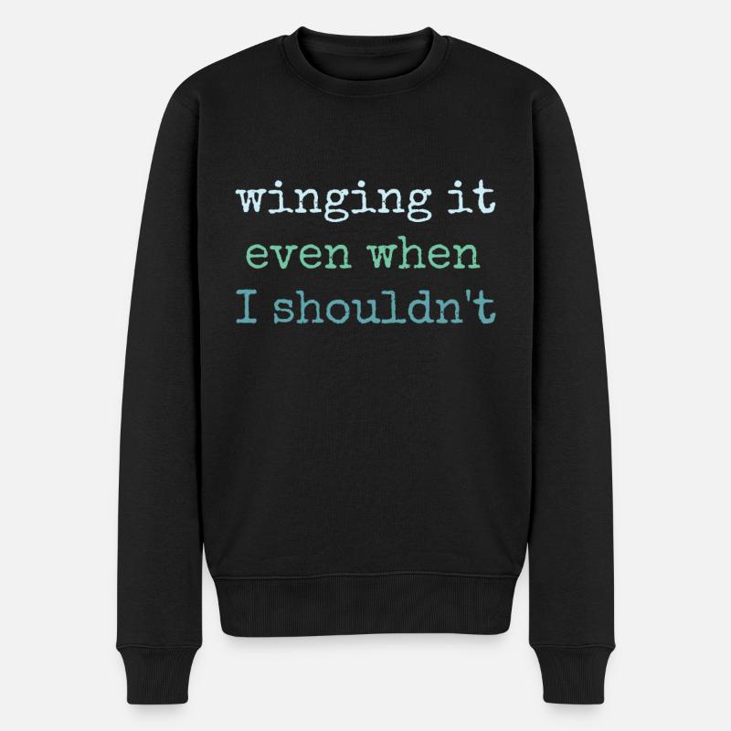 Winging It Even When Wingsurfing - Männer Premium Bio Pullover - Schwarz