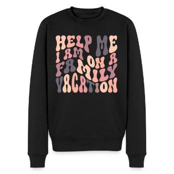 Hilfe, Ich Bin Im Familienurlaub - Männer Premium Bio Pullover - Schwarz - Vorne - Nico (187cm)