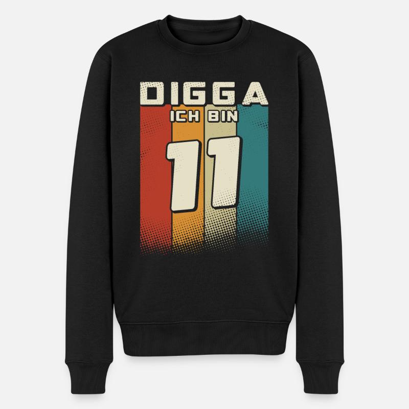 Digga ich bin 11 Jahre Junge 11. Geburtstag Retro - Männer Premium Bio Pullover - Schwarz