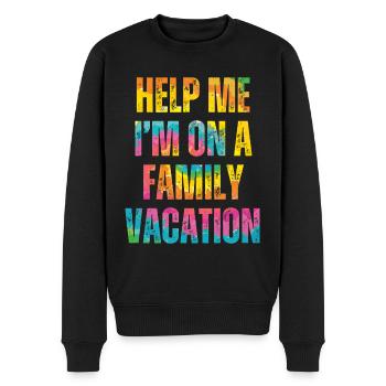 Hilfe, Ich Bin Im Familienurlaub - Männer Premium Bio Pullover - Schwarz - Vorne - Nico (187cm)
