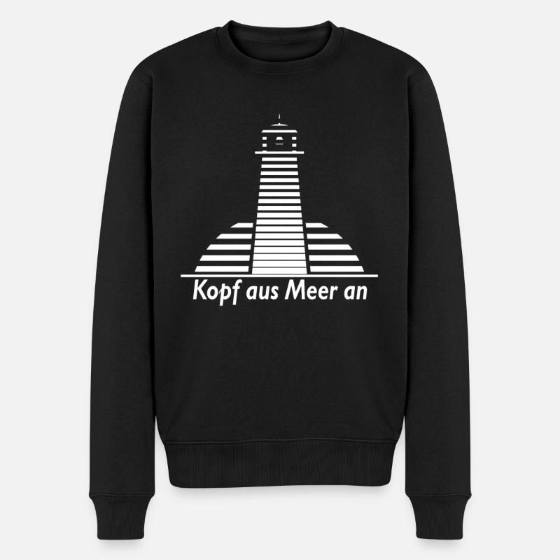 Kopf Aus Meer An Küste Nordsee Ostsee Ostfriesland - Männer Premium Bio Pullover - Schwarz