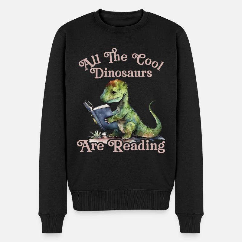 Alle Coolen dinosaurier Lesen Kids - Männer Premium Bio Pullover - Schwarz