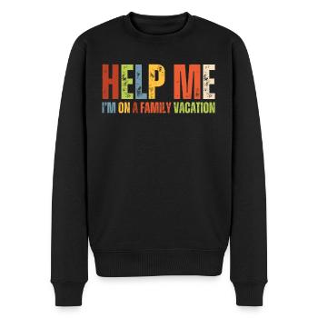 Hilfe, Ich Bin Im Familienurlaub - Männer Premium Bio Pullover - Schwarz - Vorne - Nico (187cm)