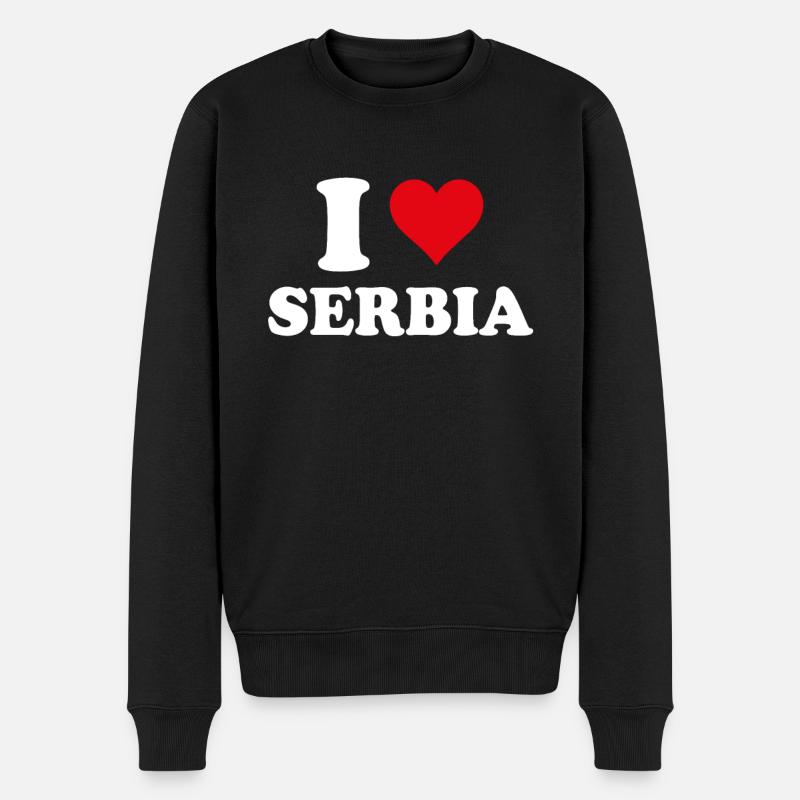 Ich liebe Serbien Herz Serbisches Geschenk - Männer Premium Bio Pullover - Schwarz