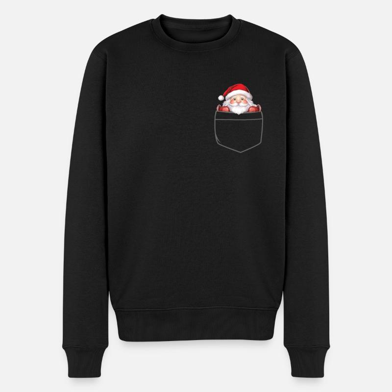 Rentier Pocket Funny Xmas Santa Claus - Männer Premium Bio Pullover - Schwarz