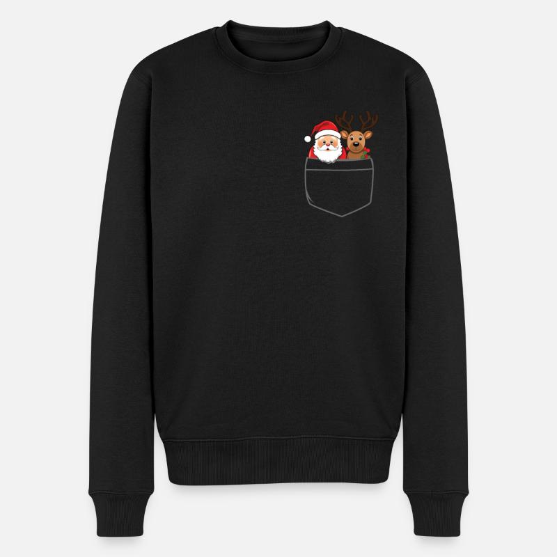 Rentier Pocket Funny Xmas Santa Claus - Männer Premium Bio Pullover - Schwarz
