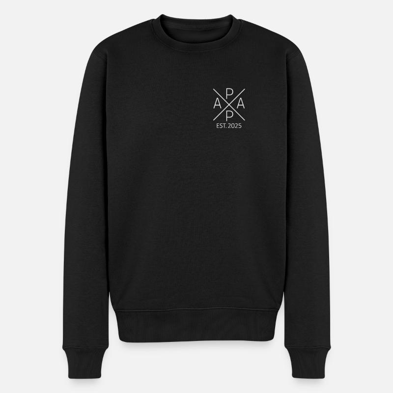 Stolzer Papa 2025 befördert zu Papa est. 2025 - Männer Premium Bio Pullover - Schwarz