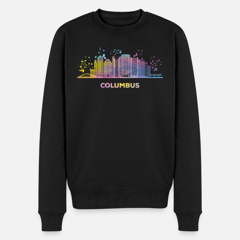 Columbusite Skyline Columbus - Männer Premium Bio Pullover - Schwarz