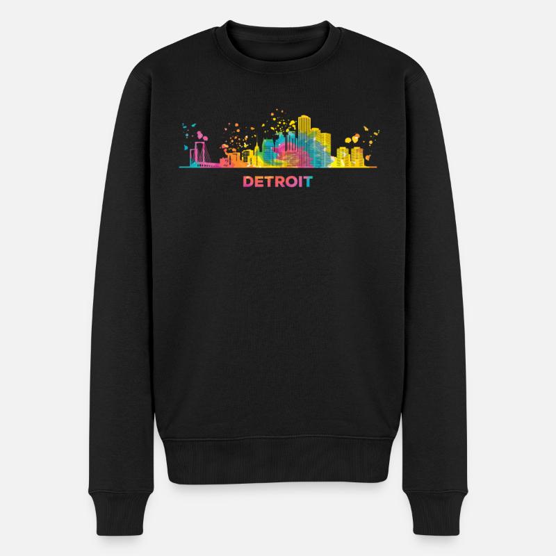 Detroiter Skyline Detroit - Männer Premium Bio Pullover - Schwarz