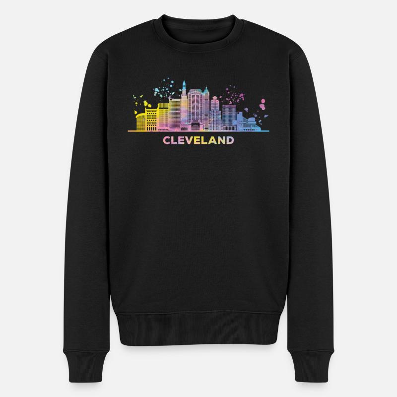 Clevelander Skyline Cleveland - Pull Premium bio Homme - noir