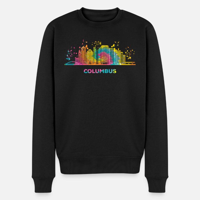 Columbusite Skyline Columbus - Männer Premium Bio Pullover - Schwarz
