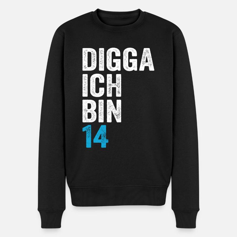 Digga J’ai 14 ans garçon 14e anniversaire - Pull Premium bio Homme - noir