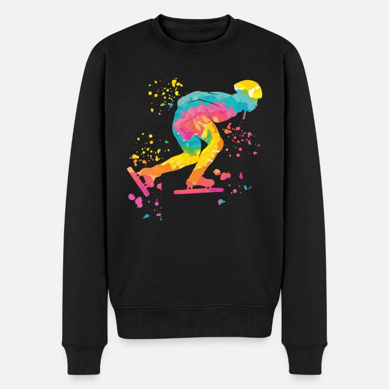 Eisschnellläufer Sportlerin Eisschnelllauf - Männer Premium Bio Pullover - Schwarz