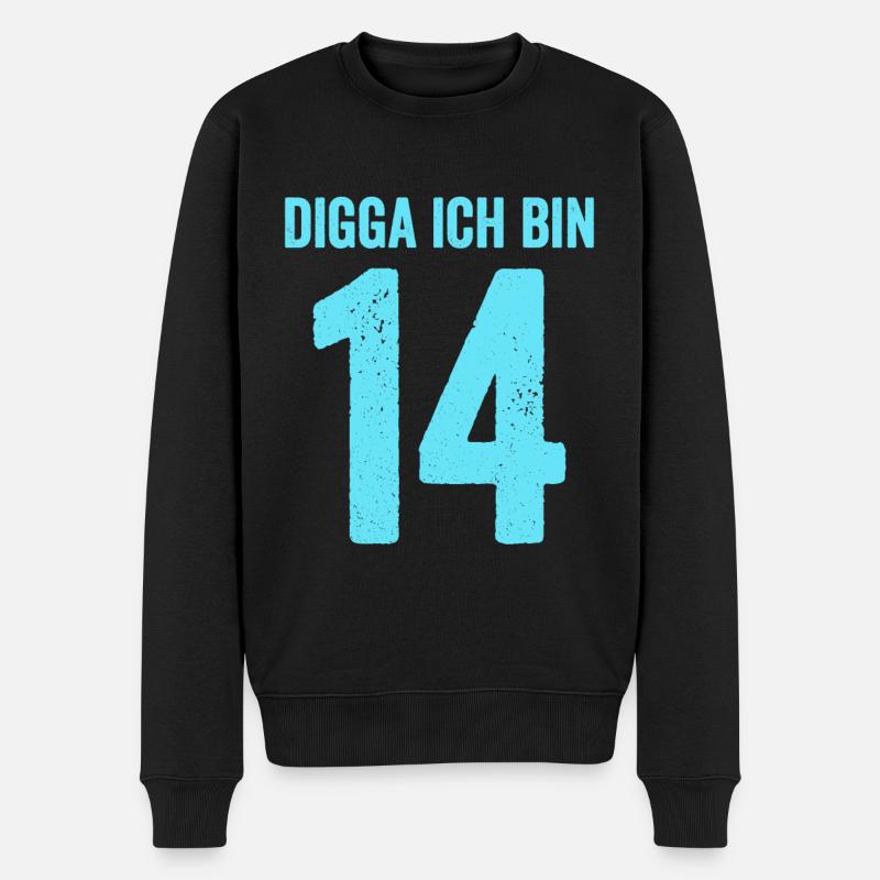 Blue Digga J’ai 14 Ans Garçon 14e Anniversaire - Pull Premium bio Homme - noir