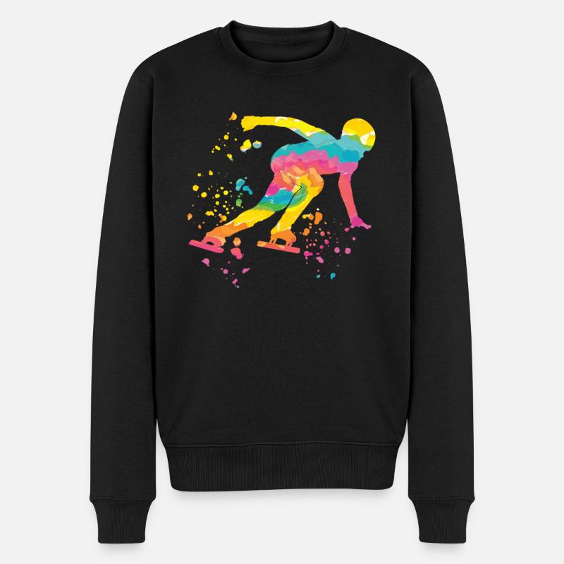 Eisschnellläufer Sportlerin Eisschnelllauf - Männer Premium Bio Pullover - Schwarz