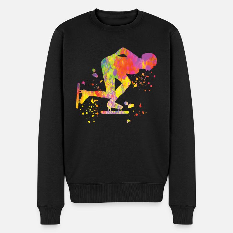 Eisschnellläufer Sportlerin Eisschnelllauf - Männer Premium Bio Pullover - Schwarz