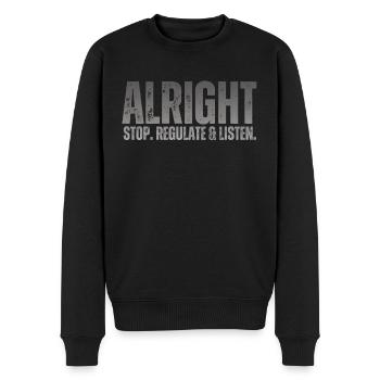 Stop Regulating and Listening Teacher - Men's Premium Organic Jumper - black - Front - Nico (187cm)