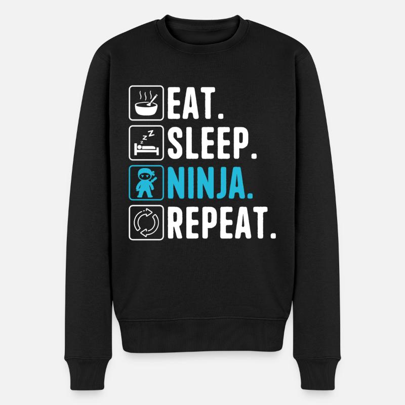 Eat Sleep Ninja Repeat Ninja Karate Boy Ninja - Men's Premium Organic Jumper - black