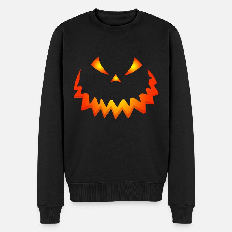 Joyeux visage de citrouille d’Halloween - Pull Premium bio Homme - noir