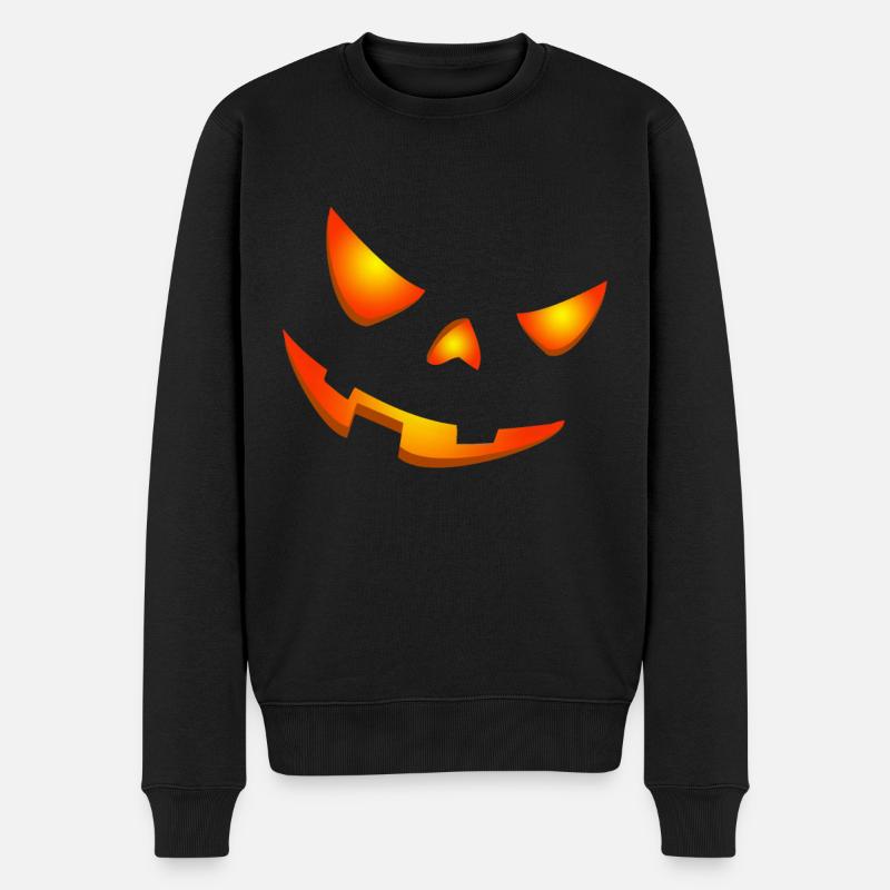 Joyeux visage de citrouille d’Halloween - Pull Premium bio Homme - noir