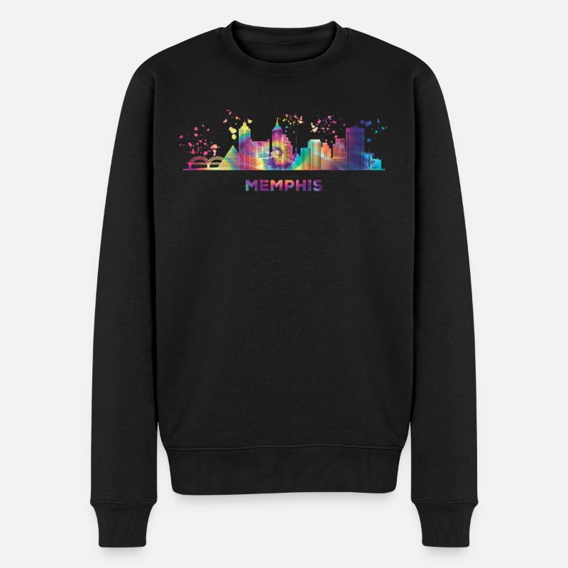 Memphean Skyline Memphis - Männer Premium Bio Pullover - Schwarz