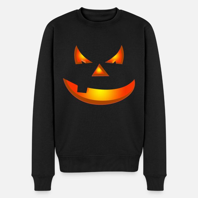 Joyeux Halloween Visage de citrouille - Pull Premium bio Homme - noir