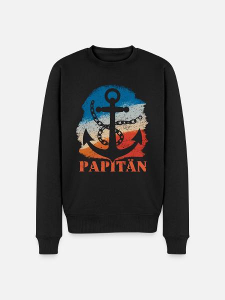 Papitän Anker Maritim Nostalgia - Men's Premium Organic Jumper - black