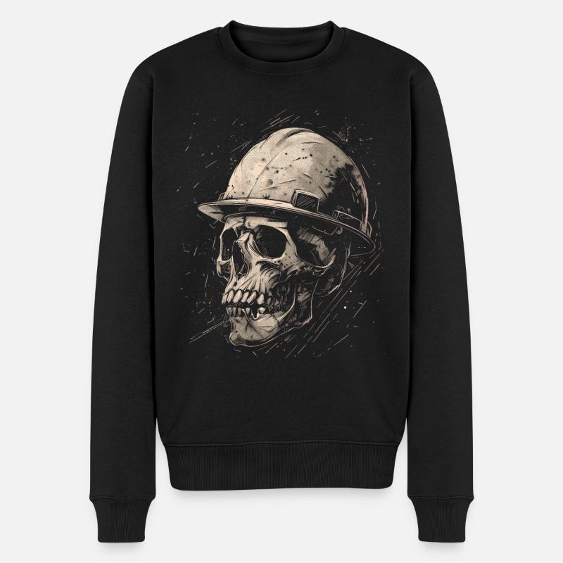 Crâne Ouvrier de la construction - Pull Premium bio Homme - noir
