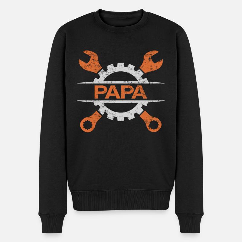 Papa mécanicien Papa Bricolage - Pull Premium bio Homme - noir