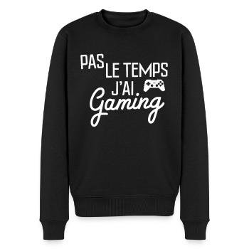 Keine Zeit, ich habe Gaming Gamer Geschenk - Männer Premium Bio Pullover - Schwarz - Vorne - Nico (187cm)
