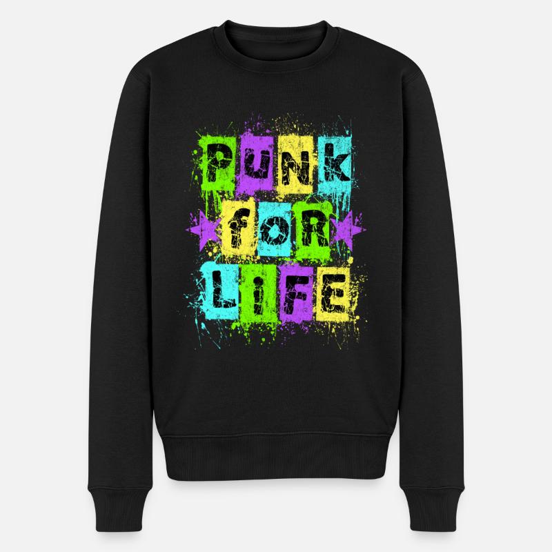 Punk für das Leben Neon Graffiti T-Shirt Design - Männer Premium Bio Pullover - Schwarz