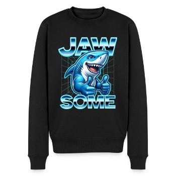 Jawsome Cartoon Shark Daumen hoch Retro-Design - Männer Premium Bio Pullover - Schwarz - Vorne - Nico (187cm)
