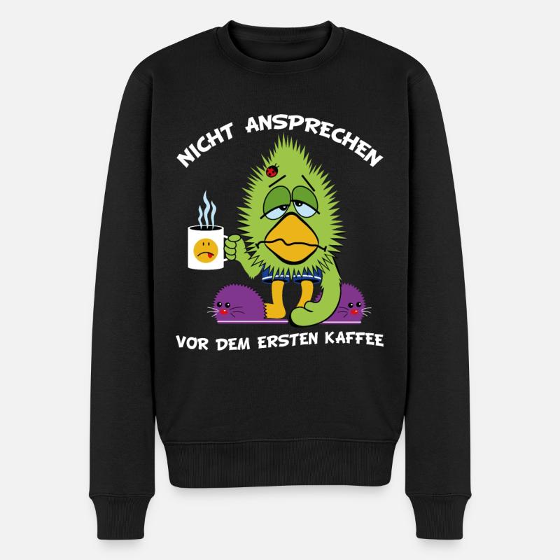 Langschläfer Morgenmuffel Faulenzer Kaffee - Männer Premium Bio Pullover - Schwarz