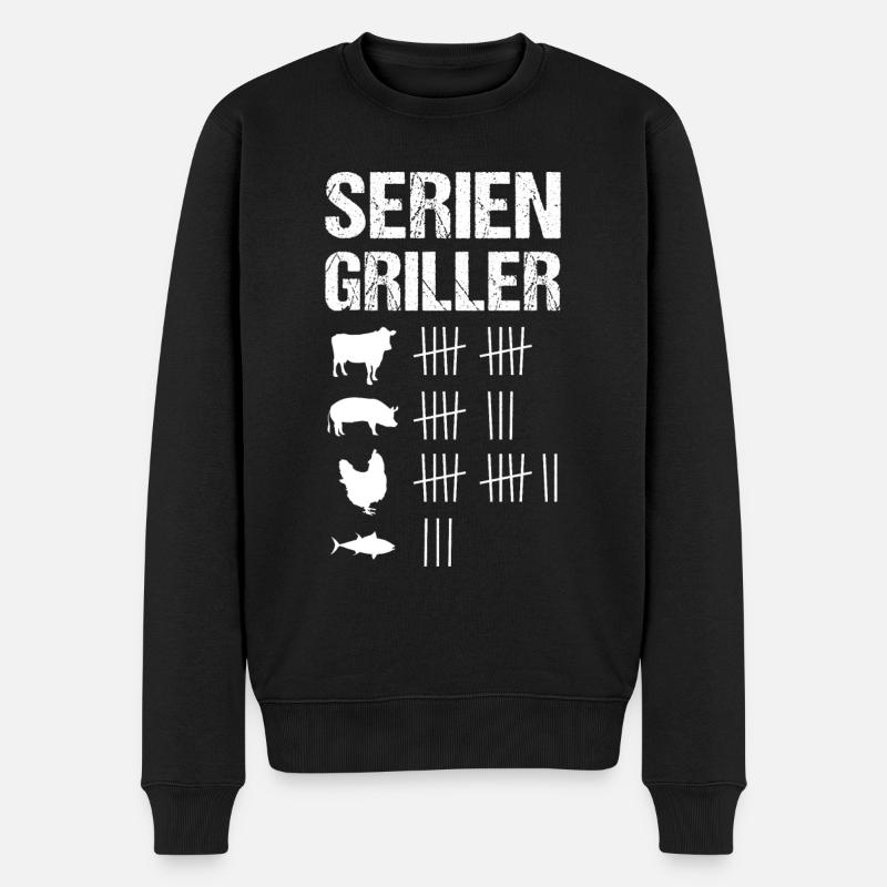 Seriengriller Grillen Grillfan BBQ Barbecue Männer - Männer Premium Bio Pullover - Schwarz