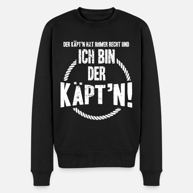 Der Käpt'n hat immer Recht ich bin der Kapitän Seg - Männer Premium Bio Pullover - Schwarz