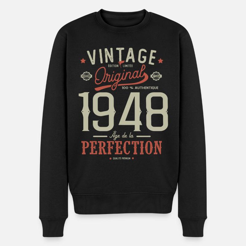 Âge de la perfection 1948 anniversaire 73 ans - Pull Premium bio Homme - noir