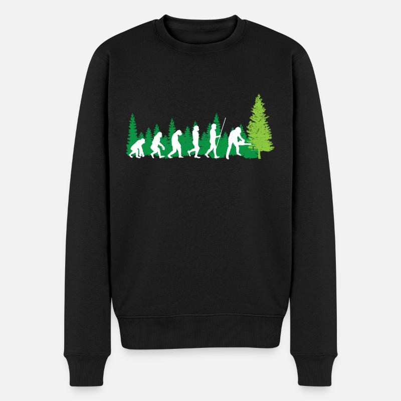 Evolution Holzfäller Baumfäller Kettensäge Förster - Männer Premium Bio Pullover - Schwarz