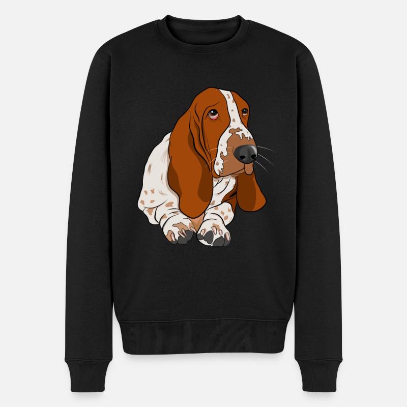Basset Hound - Pull Premium bio Homme - noir