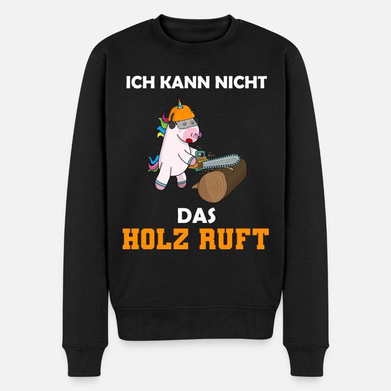 Sägen Motorsäge das Holz machen - Männer Premium Bio Pullover - Schwarz