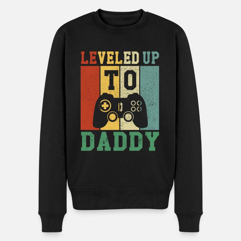Leveled Up To Daddy 2021 Werdender Papa Gaming - Männer Premium Bio Pullover - Schwarz